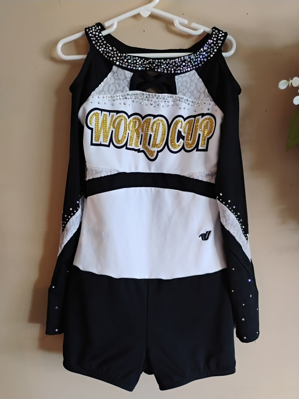 World Cup Black & White Long Sleeve Uniform with Rhinestone Trim